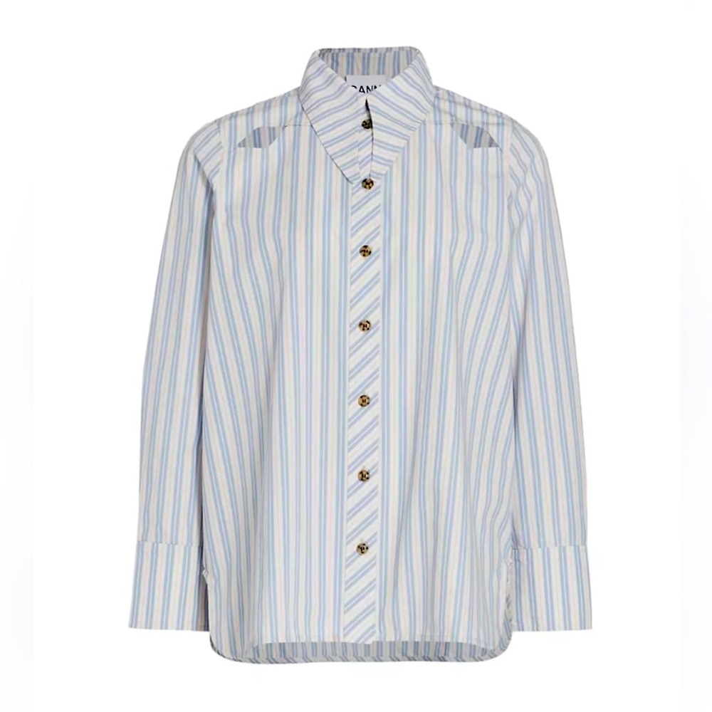 Ganni Striped Cut Out Shirt - Size 38 (Medium)